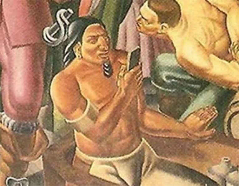 ¿Un aborigen con un celular? La pintura de 1937 que se viralizó