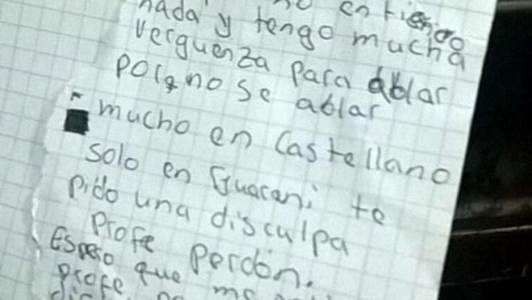 Un alumno pidió perdón por no entender