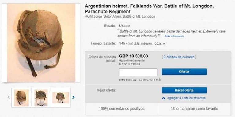 Un anónimo compró, por una altísima cifra, el casco que salvó a un héroe de Malvinas y se lo devolverá