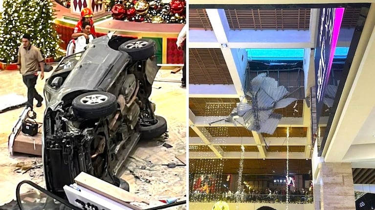 Un auto cayó desde un cuarto piso.