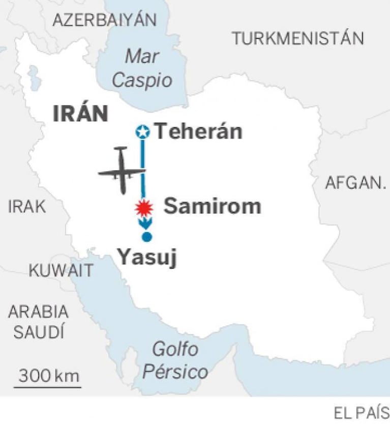 Un avión iraní se estrelló con 66 personas a bordo