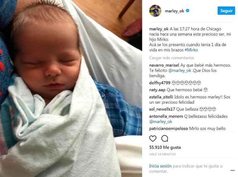 ¡Un bombonazo! Marley presentó a su hijo Mirko