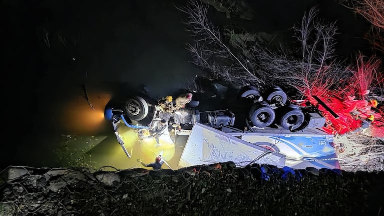 Un camión cargado de cerdos despistó y cayó al río en Potrero de Garay: murió el conductor