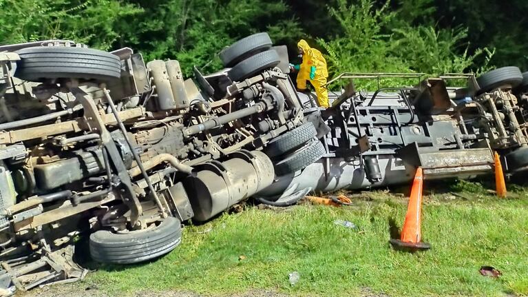 Un camión volcó en una ruta de Córdoba