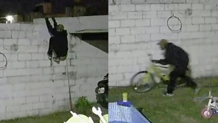 Un delincuente se descolgó de la pared y se robó una bici de una casa en barrio jardín de Horizonte.