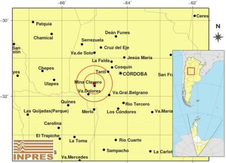 Un fuerte temblor sacudió a Mina Clavero