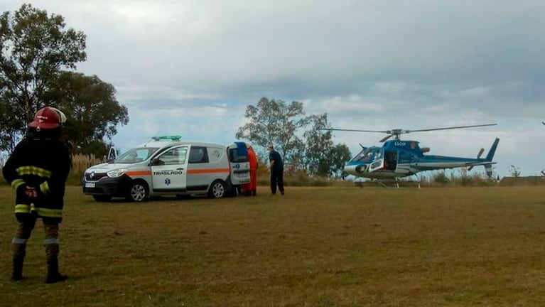 Un helicóptero de la Provincia lo trasladó al Hospital San Roque.