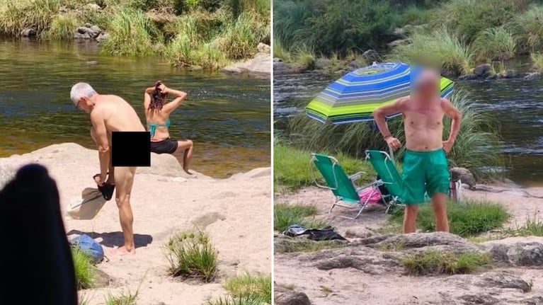 Un hombre hizo exhibicionismo en un río de Córdoba. (Fotos: seguidora de El Doce) 