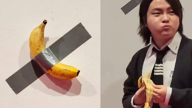 Un joven se comió la banana artística en el Museo de Arte Leeum de Seúl.