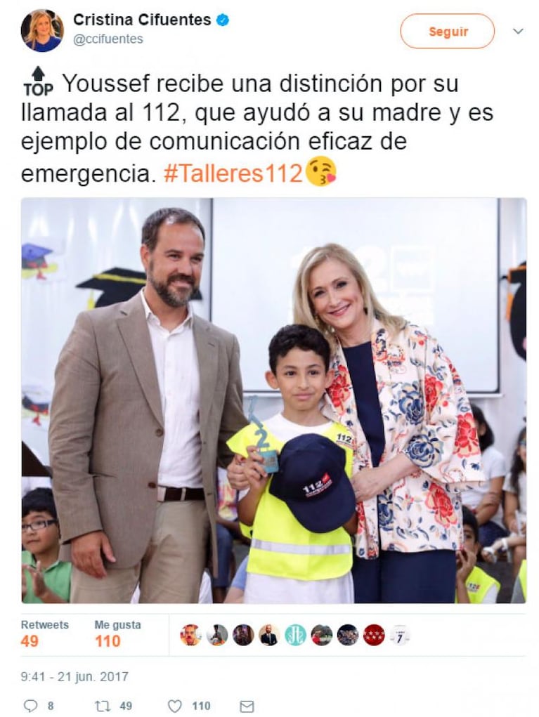 Un niño fue premiado por salvar a su mamá al llamar a emergencias