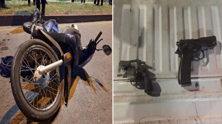Un policía y dos motochoros se enfrentaron a los tiros. (Fotos: Policía de Córdoba)