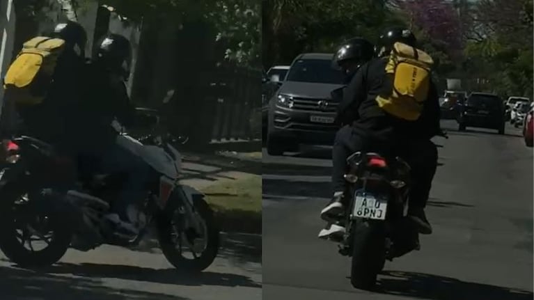 Un robo de motochoros fue grabado en la calle Hugo Wast.