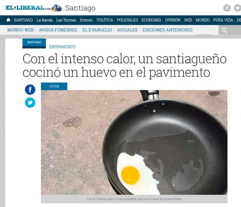 Un santiagueño cocinó un huevo en plena calle