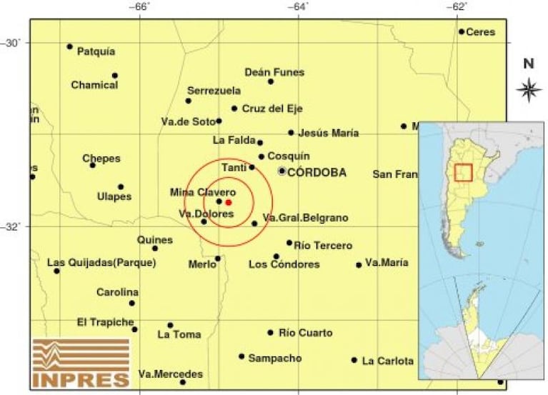 Un temblor de 3.3 grados de magnitud sorprendió en Traslasierra