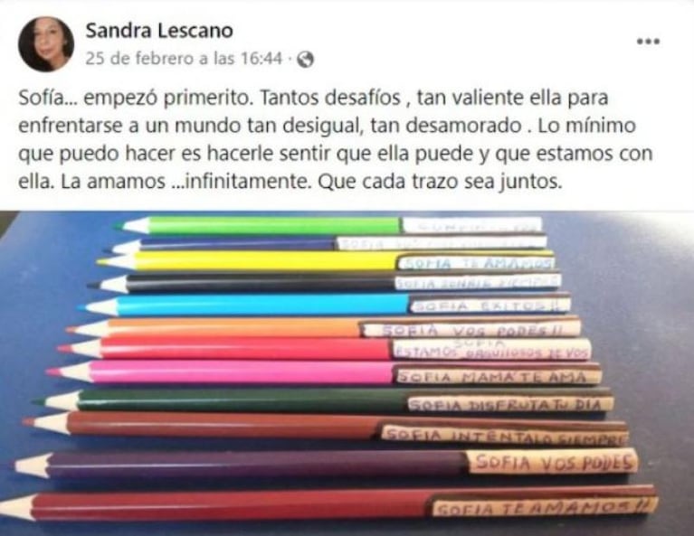 Una abuela le deja mensajes en los lápices a su nieta con autismo