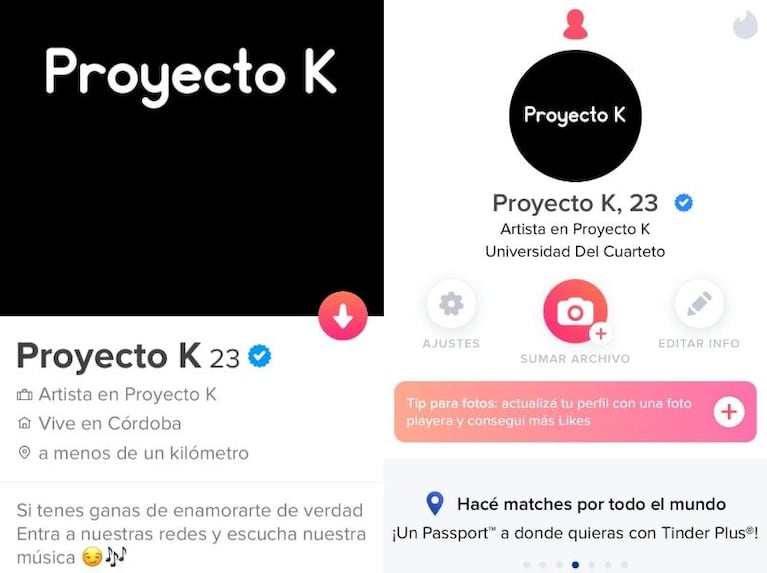 Una banda creó un perfil en Tinder para "enamorar" al público