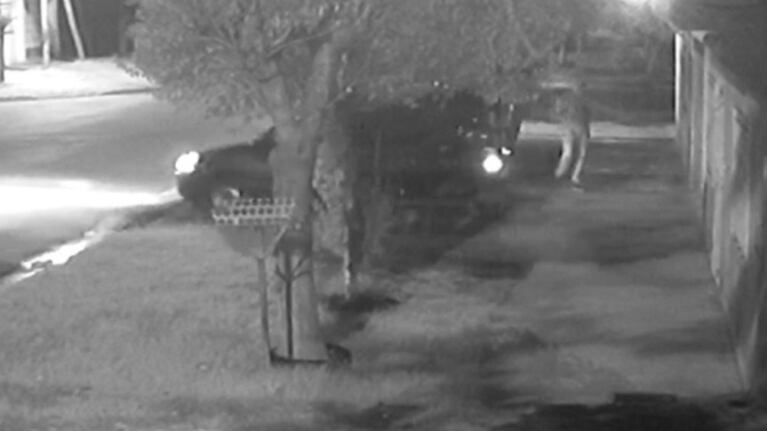 Una cámara de seguridad captó a uno de los delincuentes en la calle.