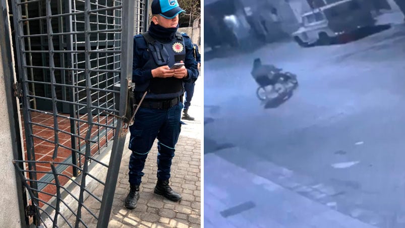 Una cámara de seguridad grabó al ladrón huyendo en la bicicleta.