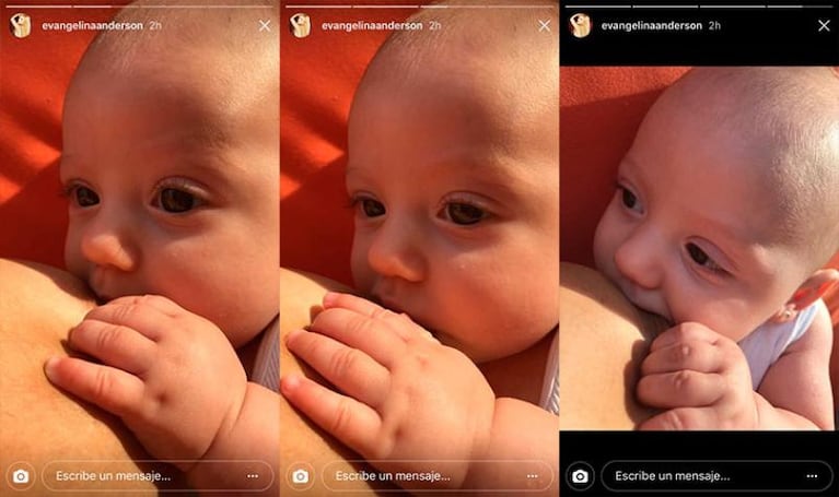 Una diosa amamantando: las fotos de Eva Anderson y su beba
