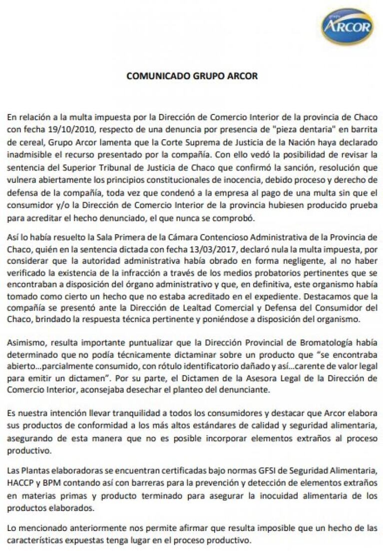 Una empresa alimenticia, multada por la aparición de un diente en una barra de cereal