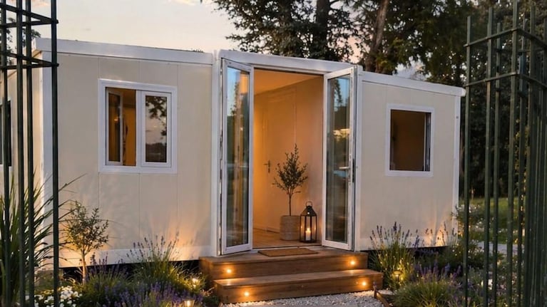 Una familia de Santa Fe optó por una vivienda modular de 72 m² que llegó en un contenedor.