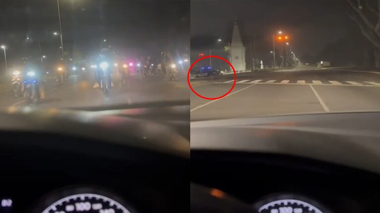 Una horda de motos en sentido contrario en avenida Ejército Argentino.
