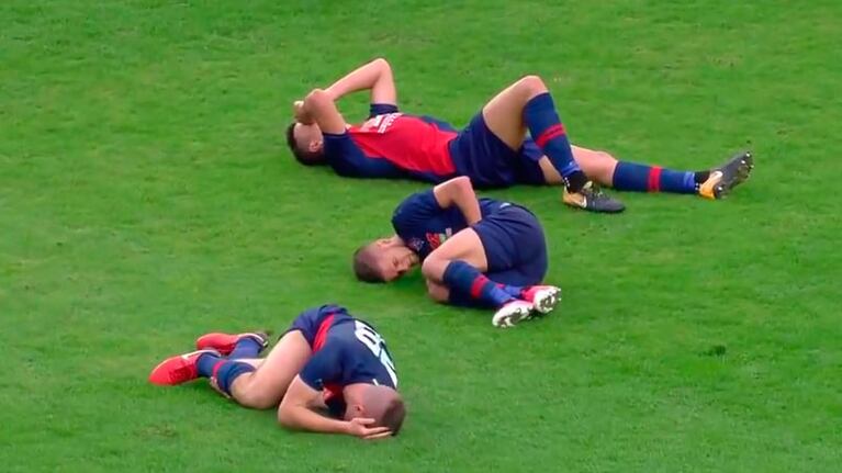 Una imagen poco frecuente. Tres lesionados al mismo tiempo.