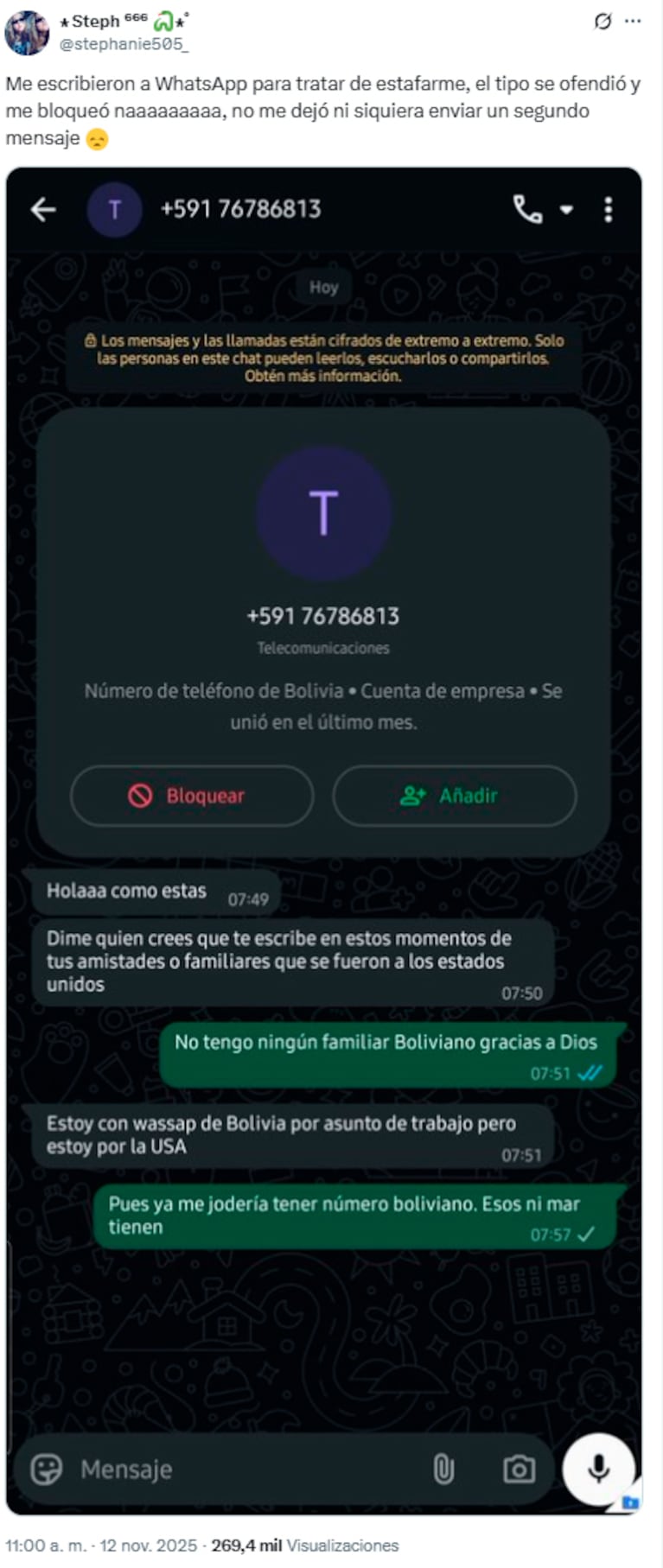 Una joven reveló que intentaron estafarla por WhatsApp pero el ladrón se ofendió y la bloqueó: “No tengo...”