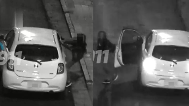 Una mujer fue vista por las cámaras forzando un auto.