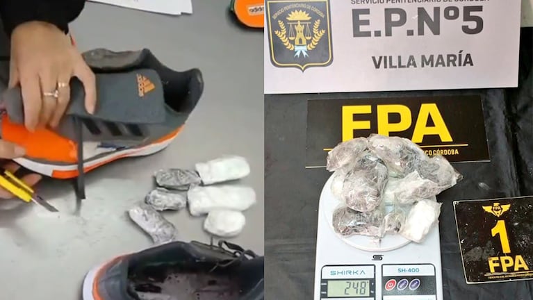 Una mujer llevaba cocaína en sus zapatillas para meterla a la cárcel de Villa María.