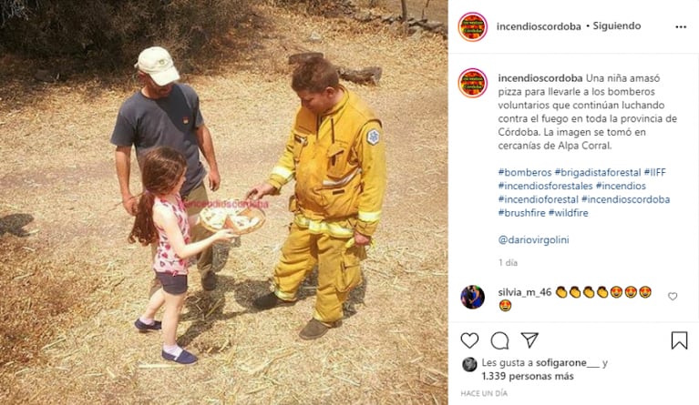 Una nena le hizo una pizza al bombero que salvó su casa: el emotivo diálogo