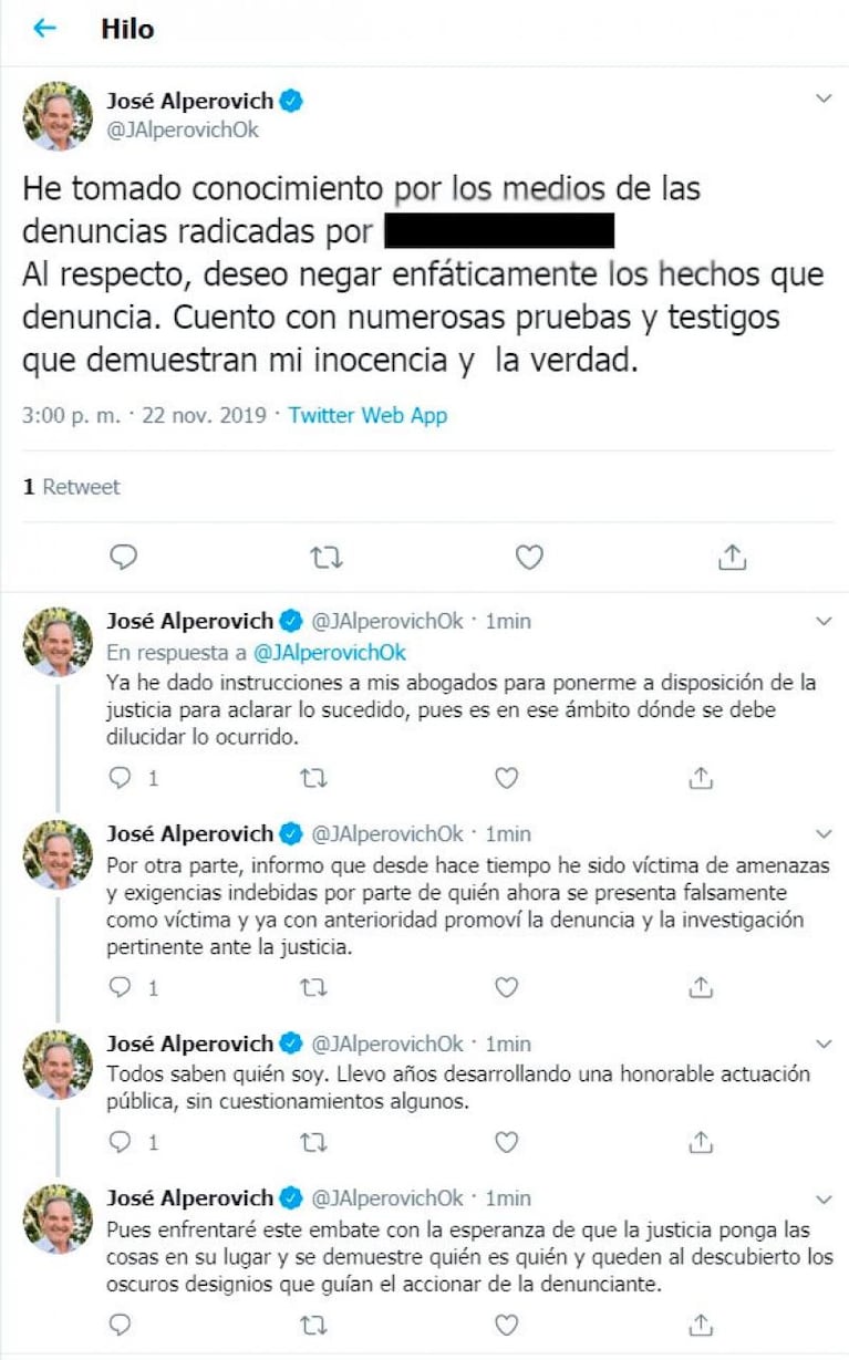 Una sobrina de Alperovich lo denunció por violación: la defensa del senador por Tucumán