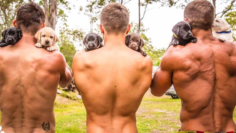 Una ternura en imágenes: bomberos y perros en un calendario.