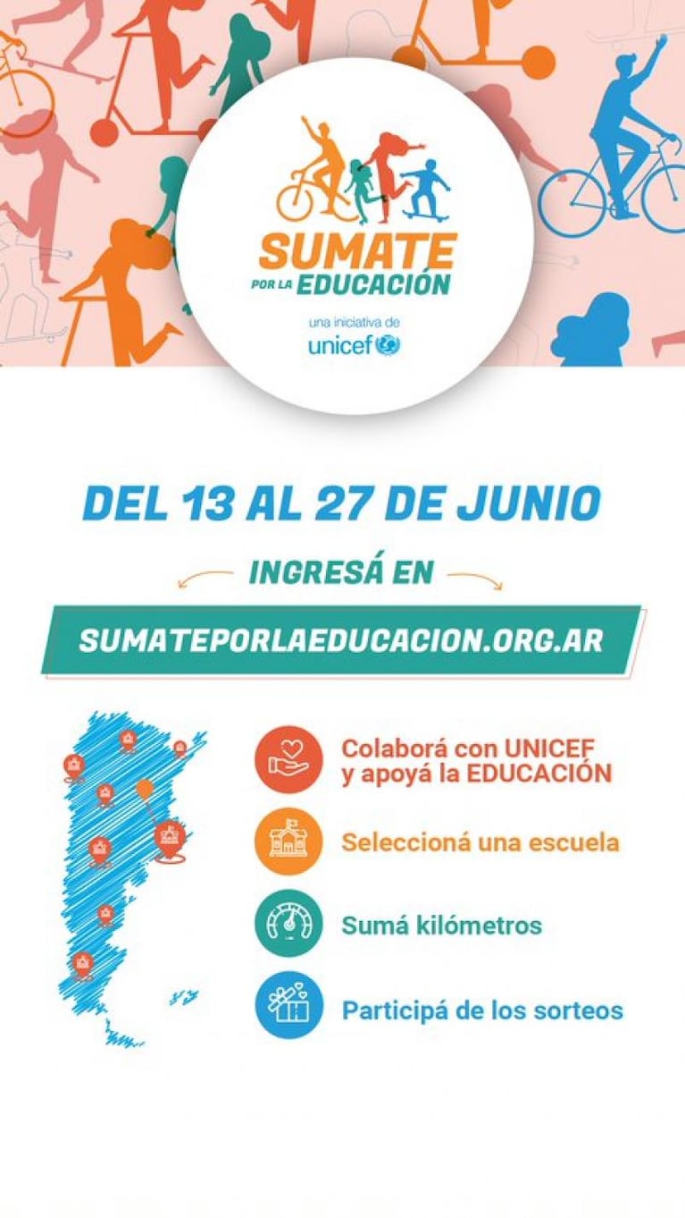 UNICEF lanza una iniciativa solidaria para sumar kilómetros por la educación 