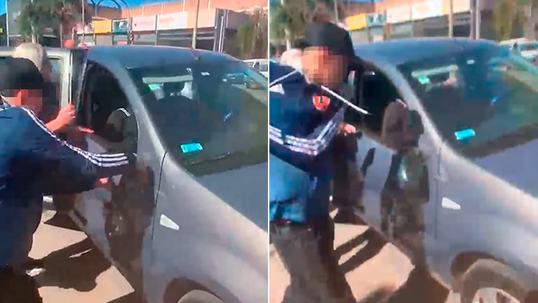 Uno de los jóvenes arrancó el espejo del auto.