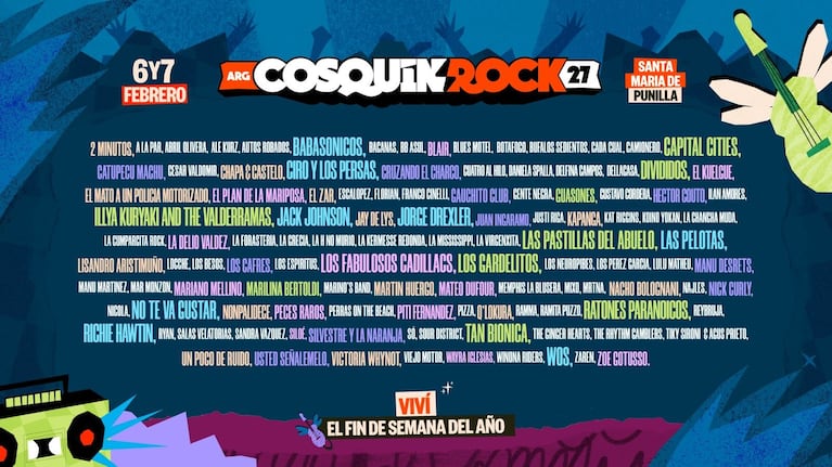 Uno por uno, los artistas confirmados para el Cosquín Rock 2027: la grilla completa
