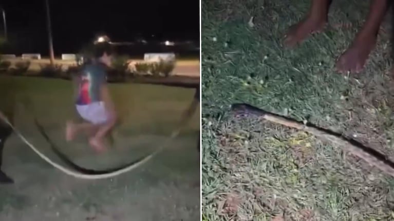 Usaron una serpiente para jugar. (Foto: captura video.)