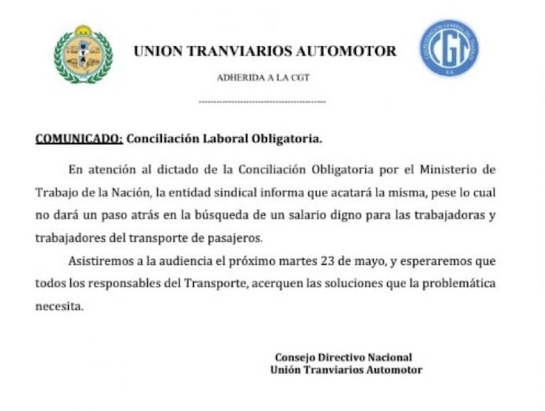 UTA acató la conciliación y habrá transporte este viernes en Córdoba