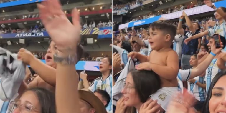 Valu Cervantes mostró a su hijo alentando desaforado en la cancha.