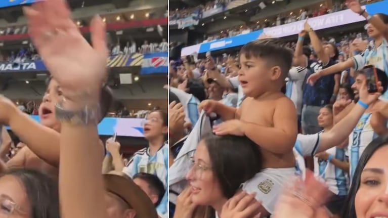 Valu Cervantes mostró a su hijo alentando desaforado en la cancha.