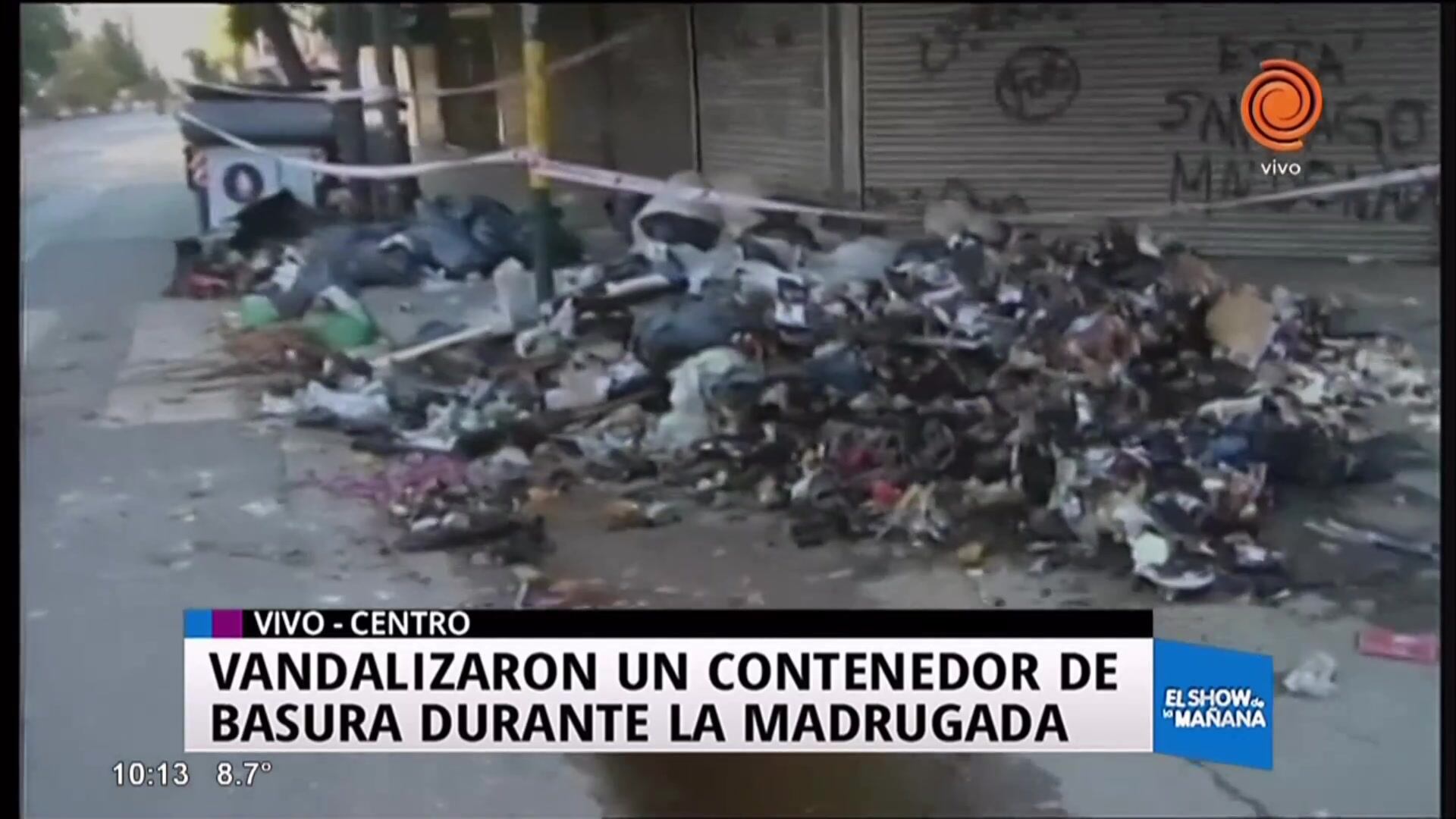 Vandalizaron un contenedor de basura en el centro