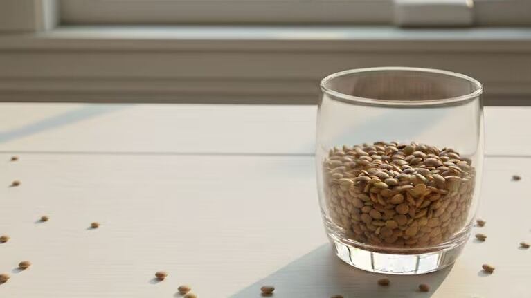 Vaso con lentejas
