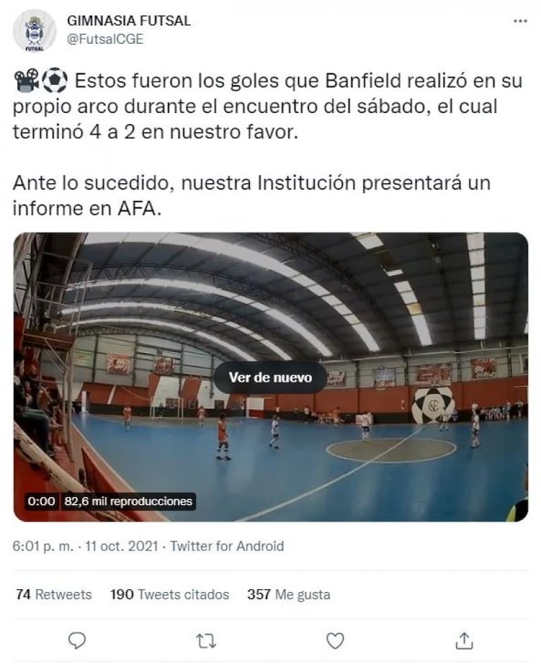 Vergonzoso: el futsal femenino de Banfield se metió cuatro goles en contra