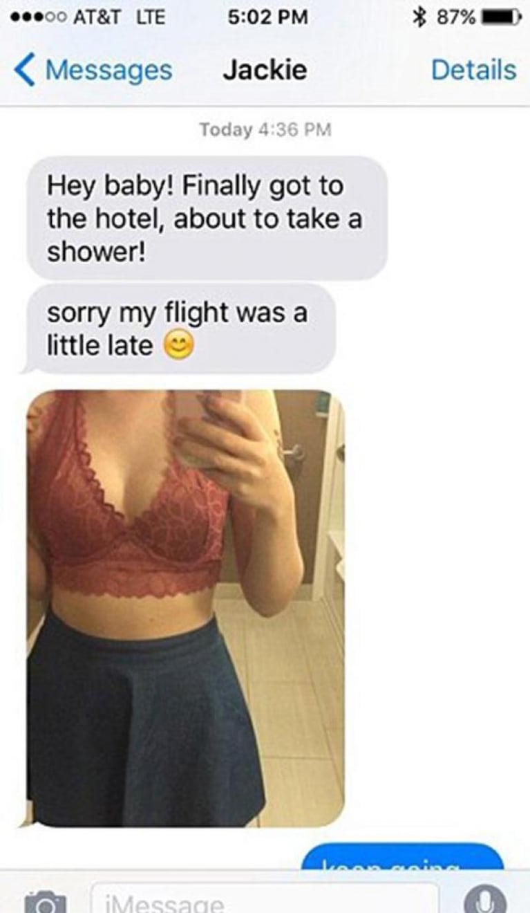 Viajó por trabajo, hizo sexting con su novio y cometió un grave error