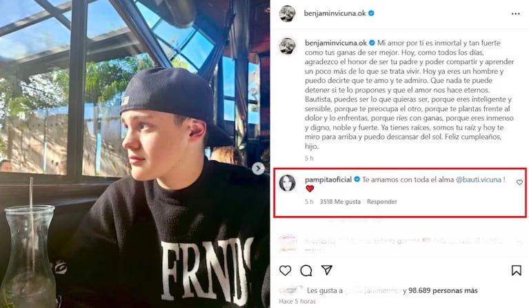 Vicuña saludó a su hijo para su cumpleaños y Pampita se emocionó: “Te amamos”