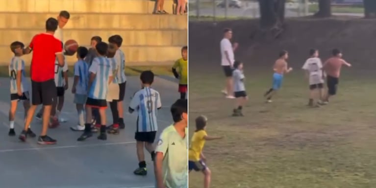 Video: Girotti salió a pasear con su hija, revolucionó una plaza y terminó jugando un “picadito”