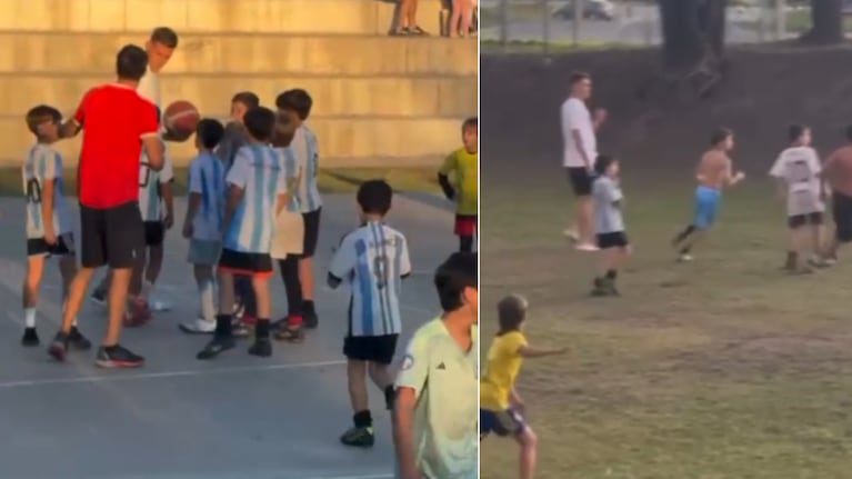 Video: Girotti salió a pasear con su hija, revolucionó una plaza y terminó jugando un “picadito”