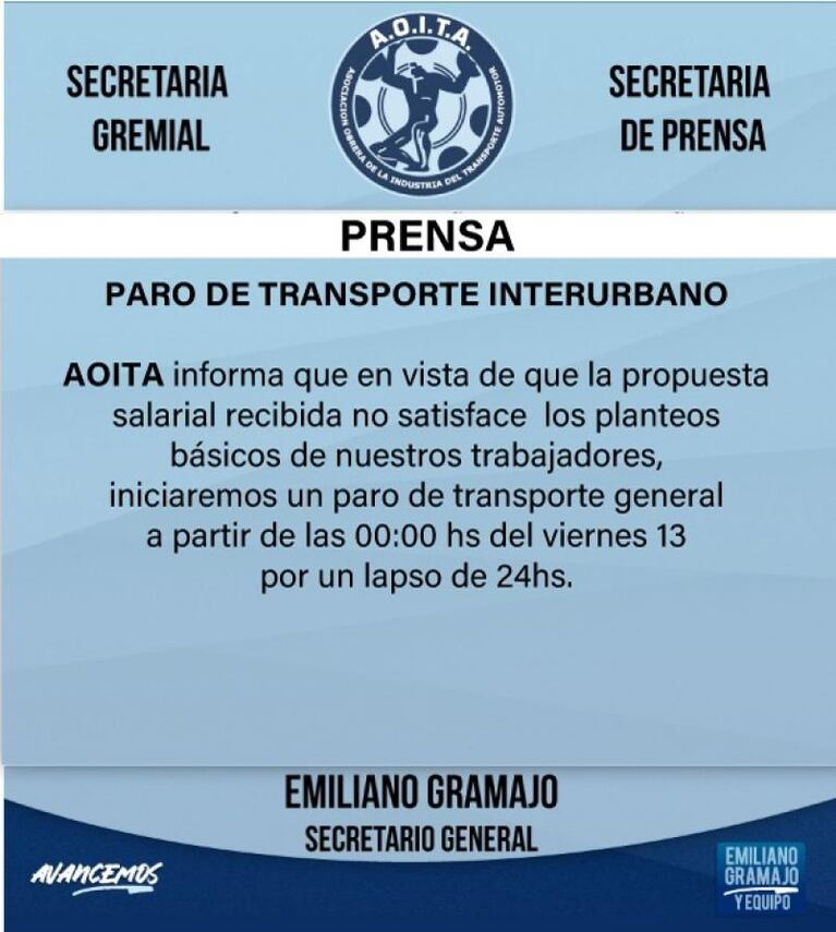 Viernes sin colectivos: interurbanos hacen paro por 24 horas