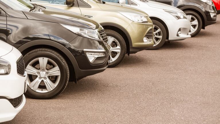 View of row new car at new car showroom
