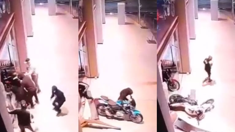 Violento robo a una concesionaria de motos.